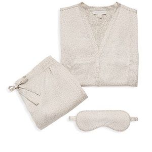 Barefoot Dreams washed satin leopard pajama set womens sz small